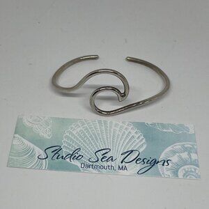 Solid Sterling Silver Wave Bracelet Bangle